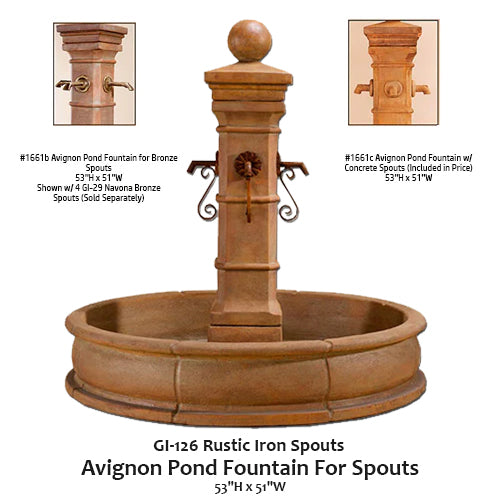 Elegant Avignon Pond Fountain with Graceful Spouts