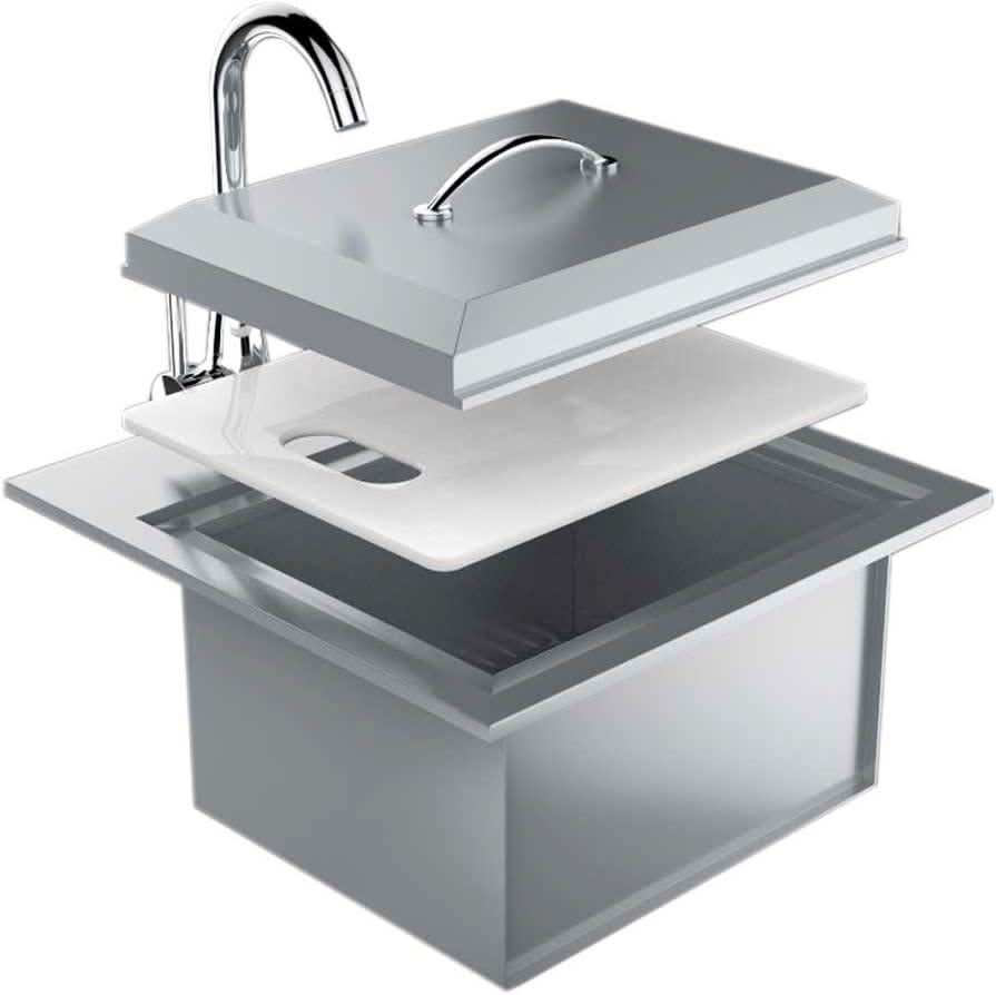 Sunstone Commercial Sinks with Lid and Cutting Board, 21 Inch - B-PS21