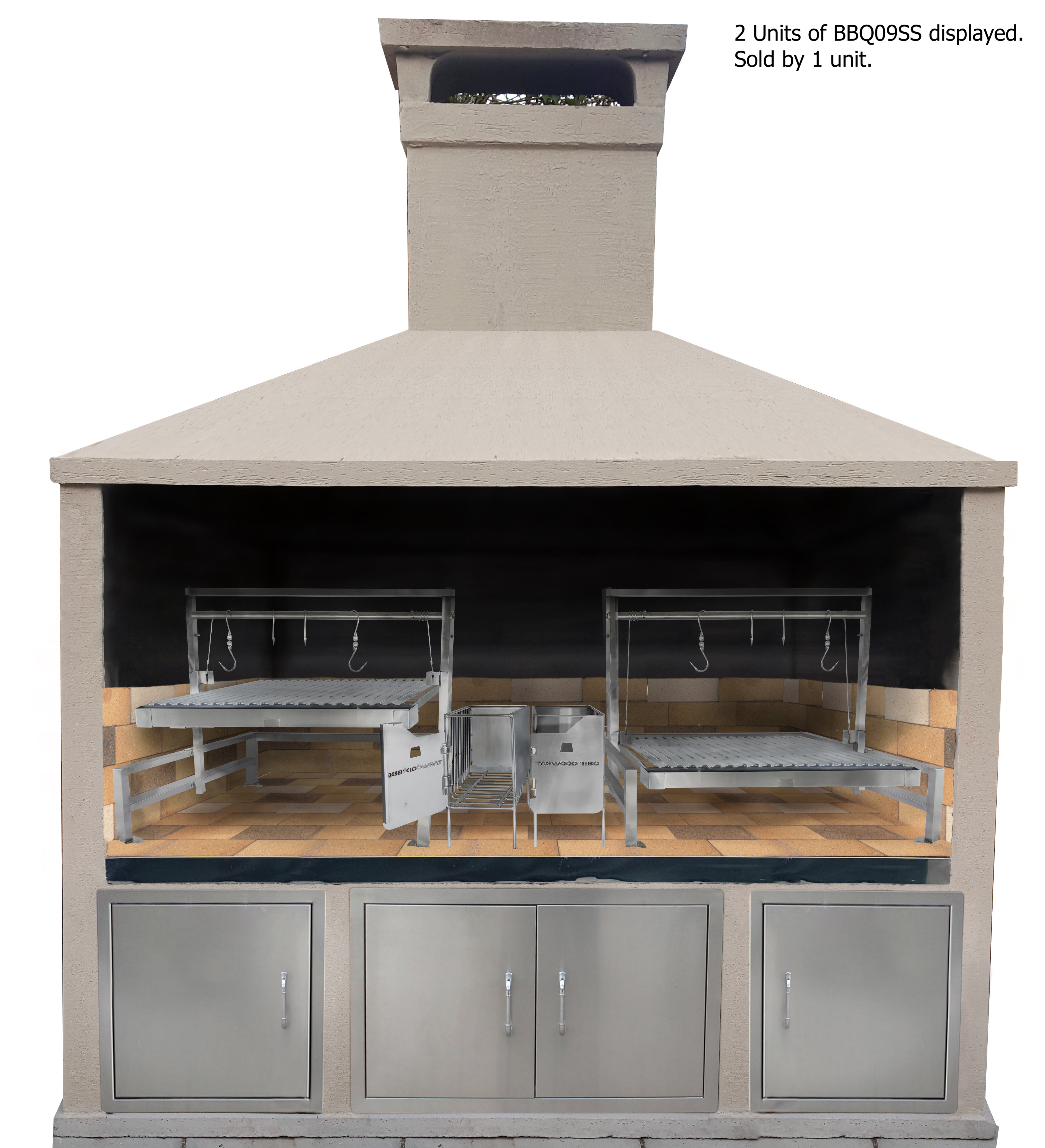 Tagwood BBQ Insert Style Argentine Santa Maria Wood Fire & Charcoal Gaucho Grill without firebricks | BBQ09SS -