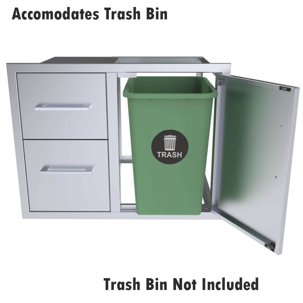 Sunstone 30" Beveled Style Double Drawer & Door Combo w/Removable Support Frame - BA-DDC30