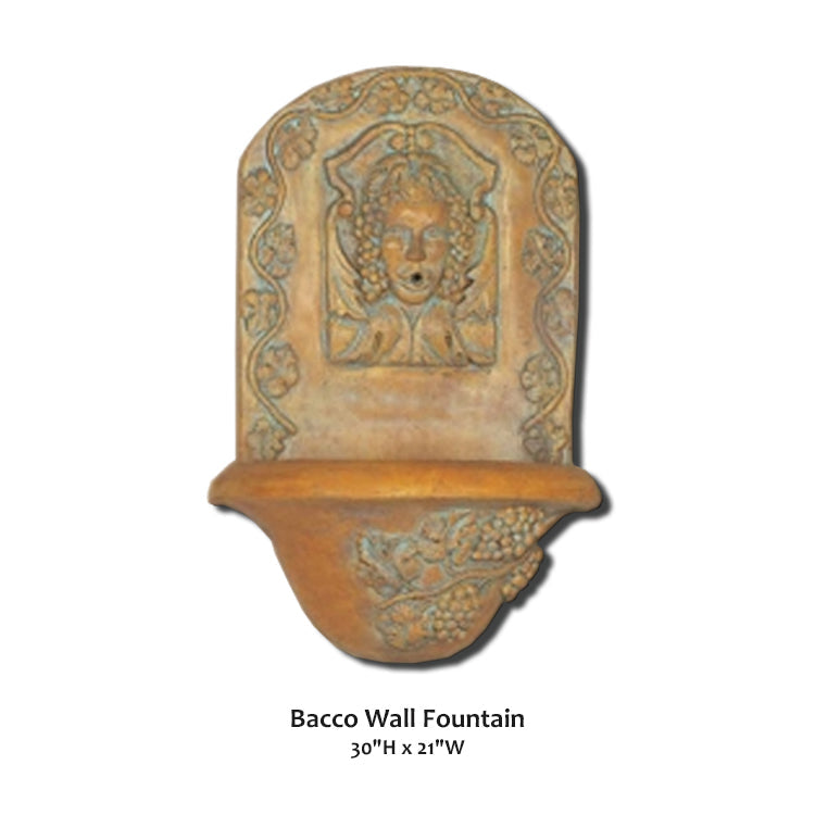 Elegantly Crafted Bacco Wall Fountain for Timeless Outdoor Beauty