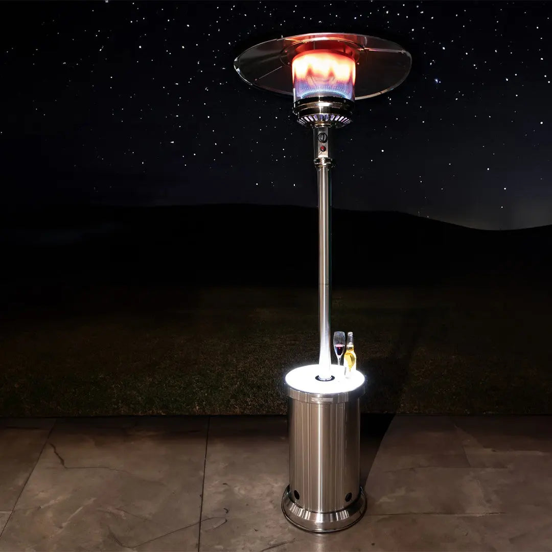 Fire Sense Stainless Steel Patio Heater with LED Table | 65046