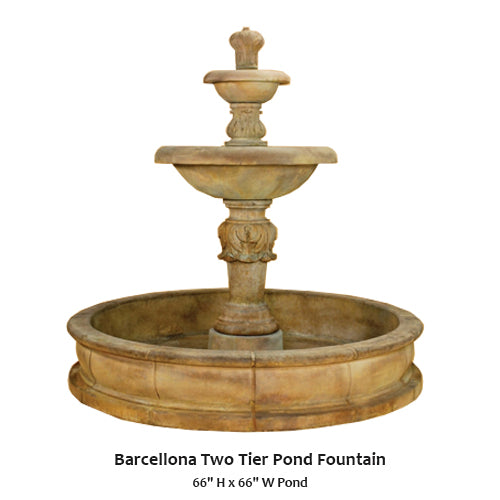 Elegant Two-Tier Barcelona Pond Fountain