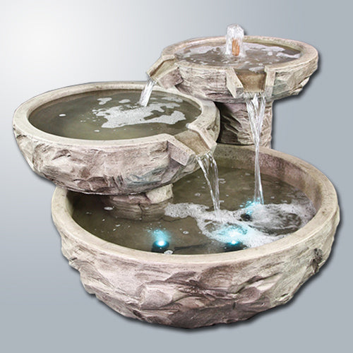 Elegant Basalt Triple Cascade Water Fountain