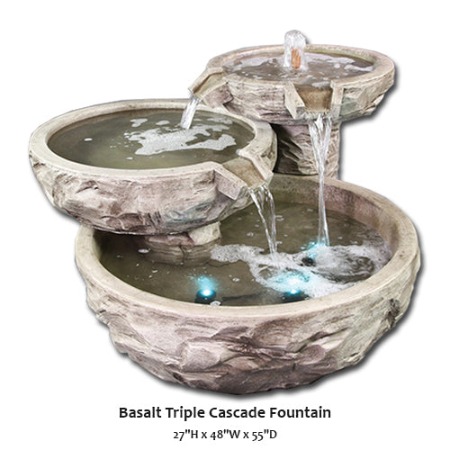 Elegant Basalt Triple Cascade Water Fountain