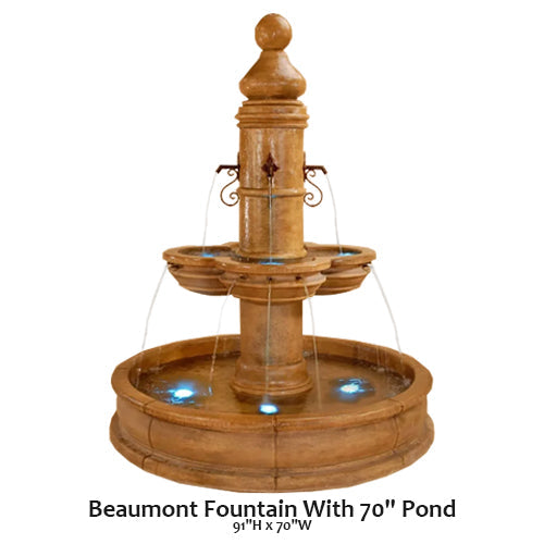 Elegant Beaumont Fountain with 70-Inch Pond Oasis
