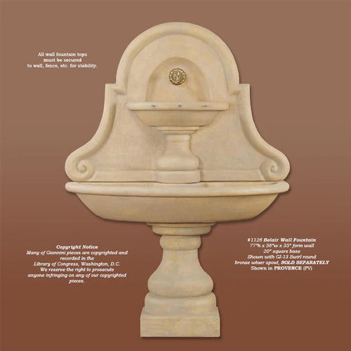 Elegant Belair Outdoor Wall Water Fountain with Spout