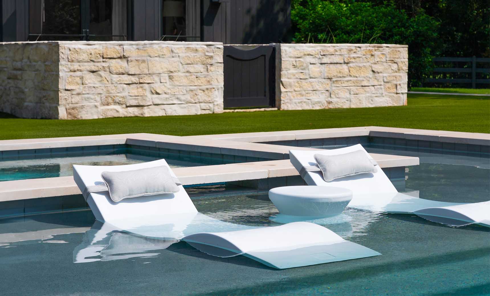 Ledge Signature Chaise Headrest Pillow and Side Table In-Pool Set