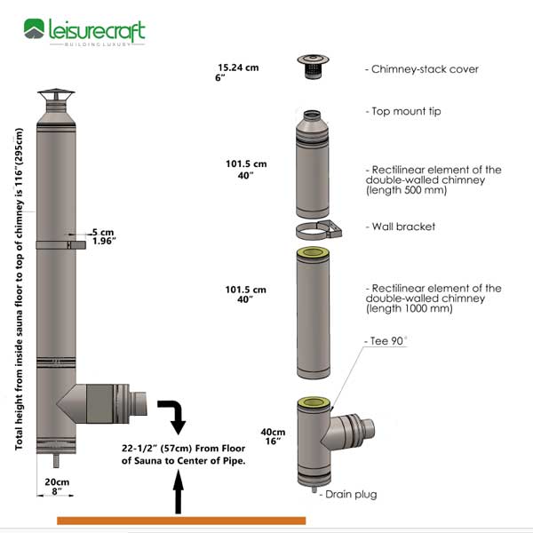 Dundalk Leisurecraft Chimney Set for out the side-CHISID