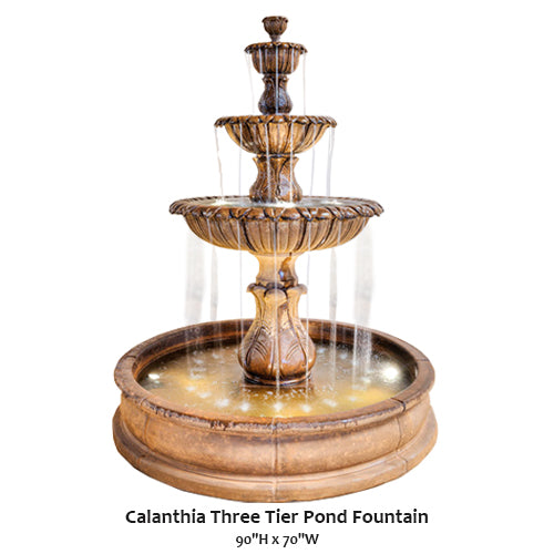 Elegant Calanthia Three-Tier Pond Fountain for Serene Water Effects
