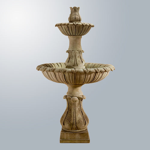 Elegant Calanthia Two-Tier Fountain Adorned with Acanthus Finial