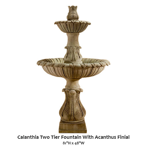 Elegant Calanthia Two-Tier Fountain Adorned with Acanthus Finial