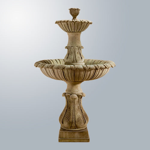 Elegant Calanthia Two-Tier Fountain Featuring a Beautiful Lotus Finial