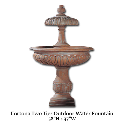 Elegant Cortona Two-Tier Outdoor Water Fountain for Serene Gardens