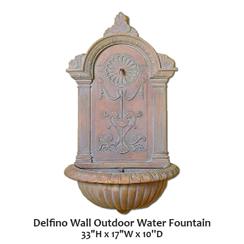 Elegant Delfino Outdoor Wall Fountain for Soothing Ambiance
