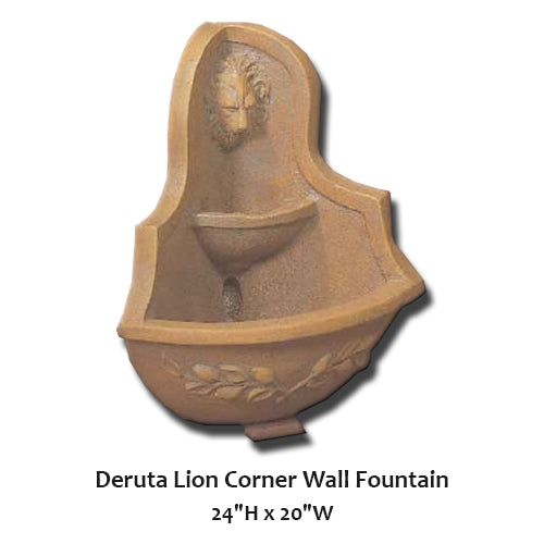 Majestic Deruta Lion Corner Wall Fountain