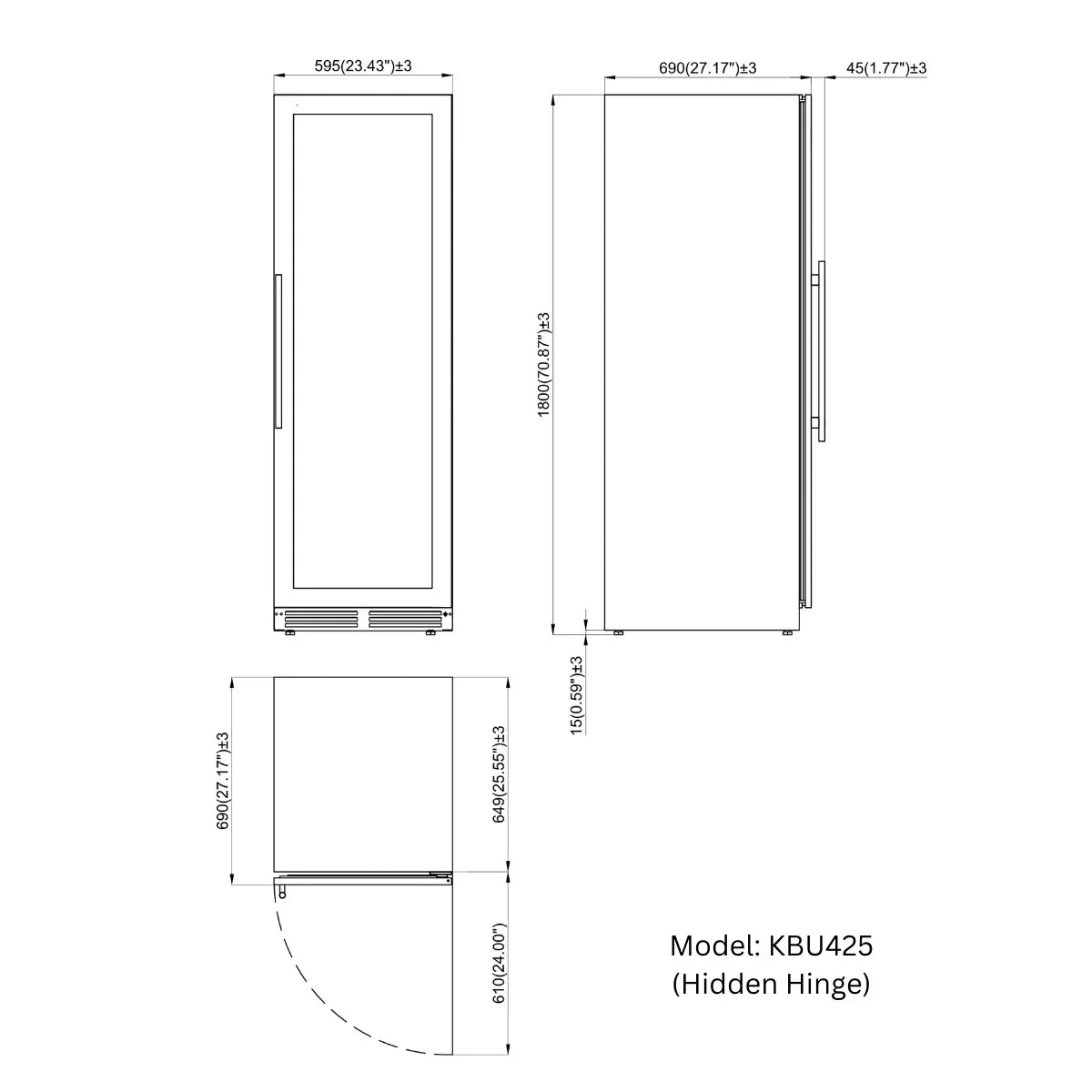 KingsBottle Large Beverage Refrigerator With Low-E Glass Door With Stainless Steel Trim