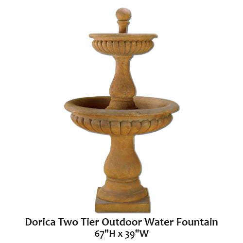 Elegant Dorica Two-Tier Outdoor Water Fountain for Your Garden Oasis