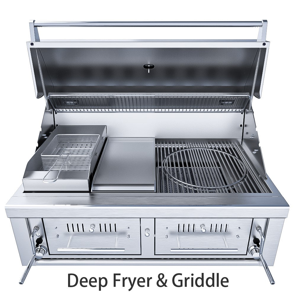Sunstone Grills Sunstone® Series 42″ Gas Hybrid Dual Zone Charcoal/Wood Burning Grill-EMCHDZ42