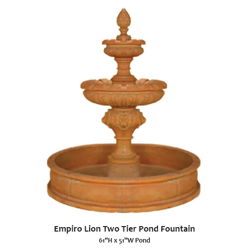 Majestic Empiro Lion Two-Tier Water Feature Fountain