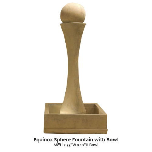 Stunning Equinox Sphere Fountain Featuring a Contemporary Square Bowl