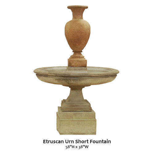 Charming Etruscan-Inspired Short Fountain Urn