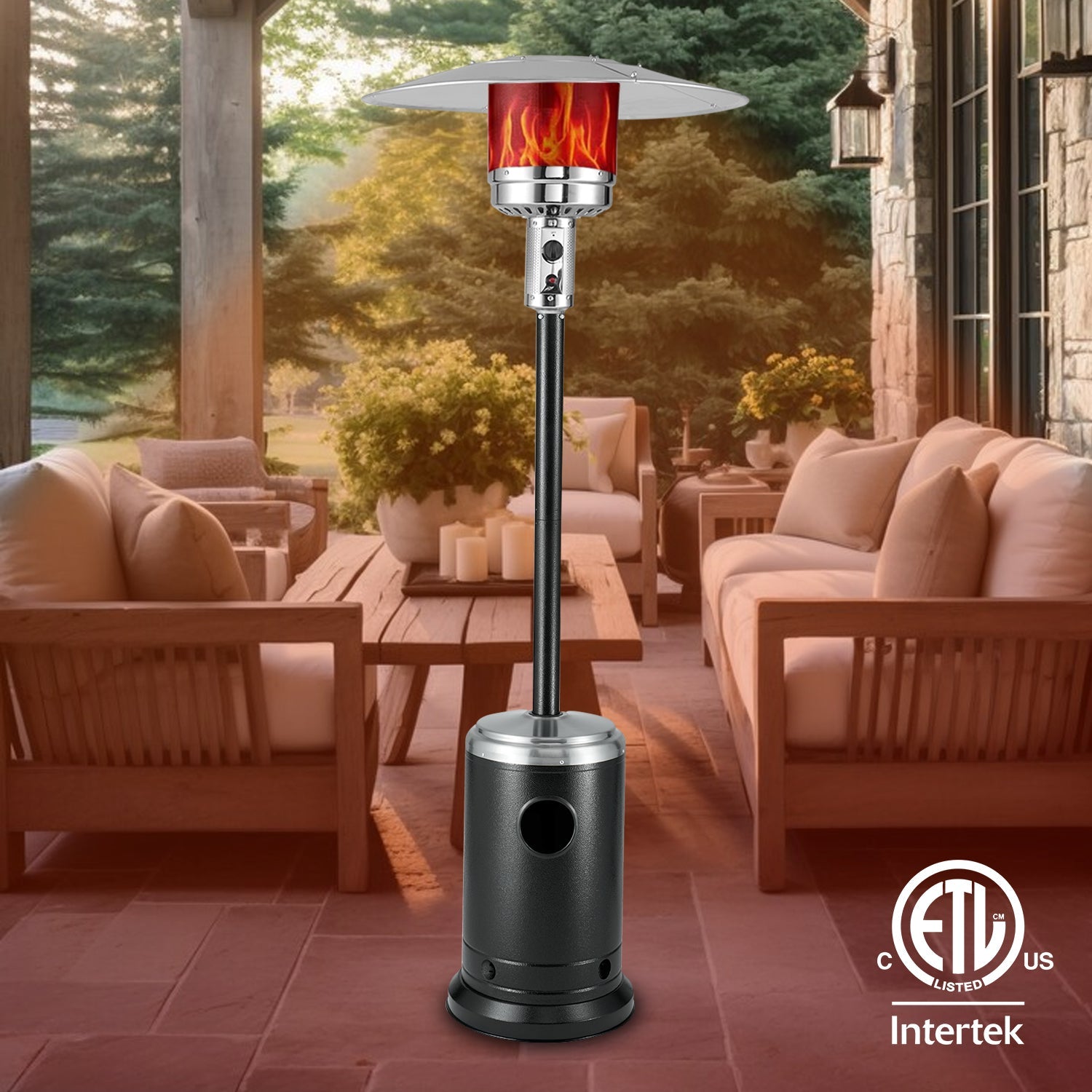 Fire Sense Onyx and Stainless Steel Finish Patio Heater | 63009