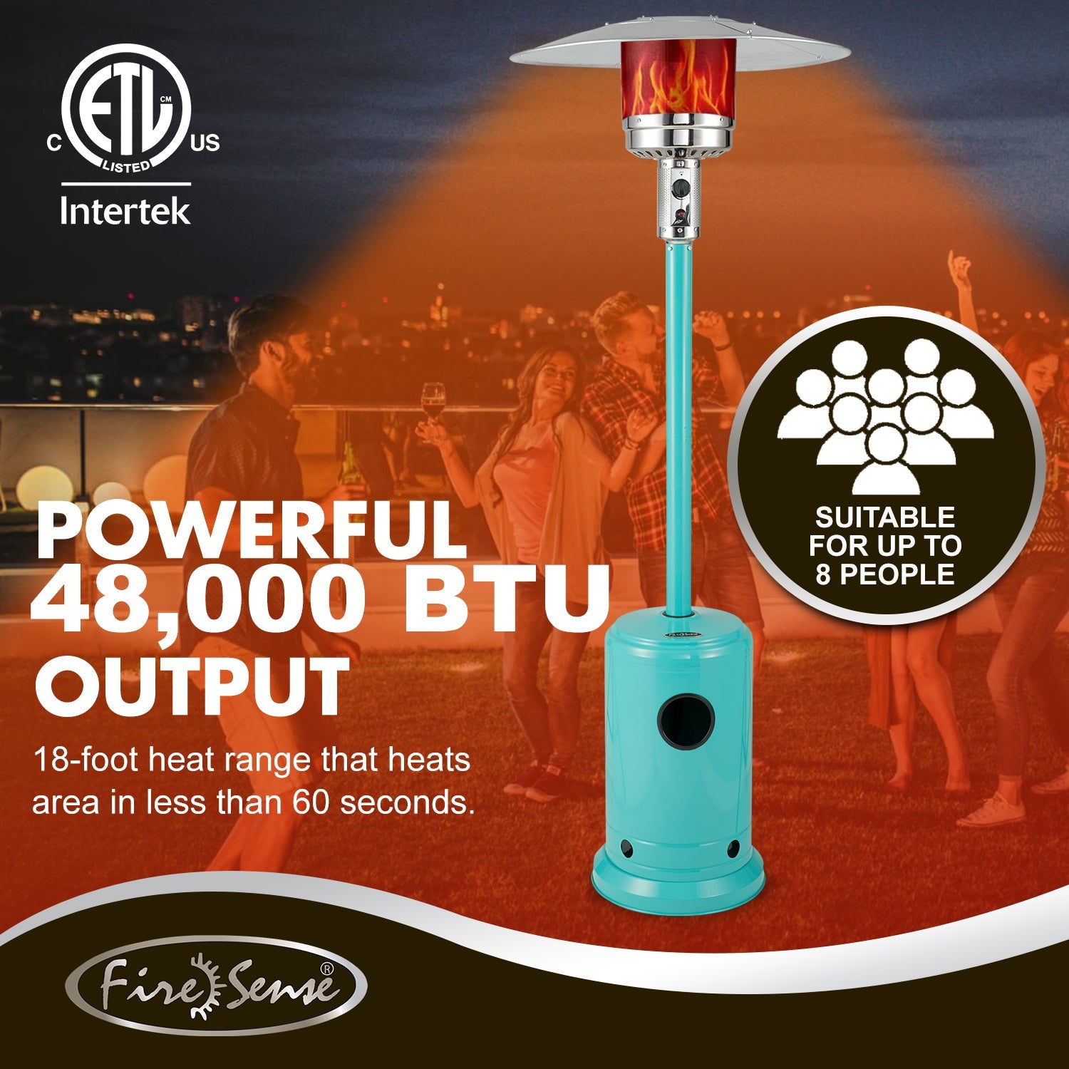 Fire Sense Aqua Blue Powder Coated Patio Heater | 61130