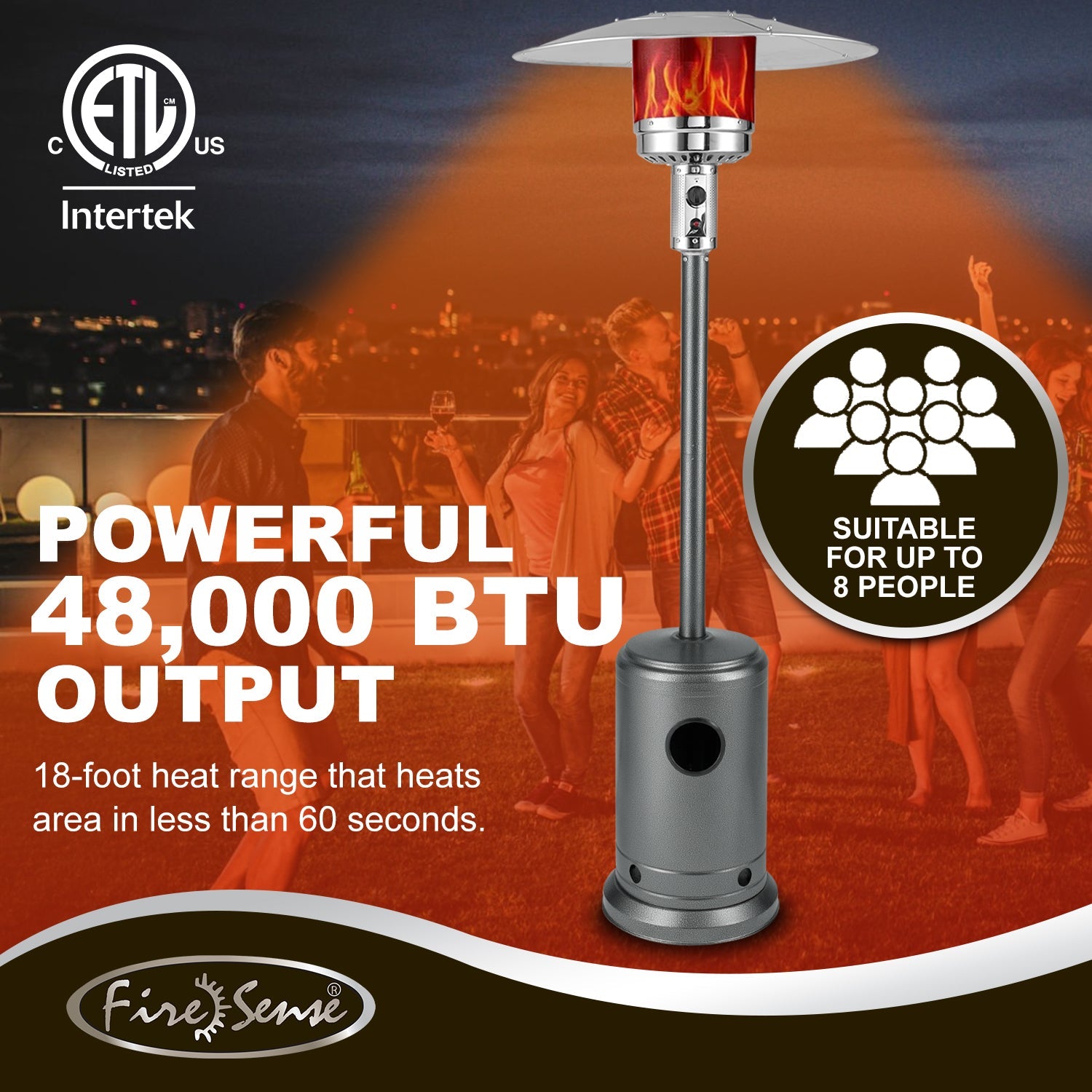 Fire Sense Hammered Platinum Commercial Patio Heater | 62555