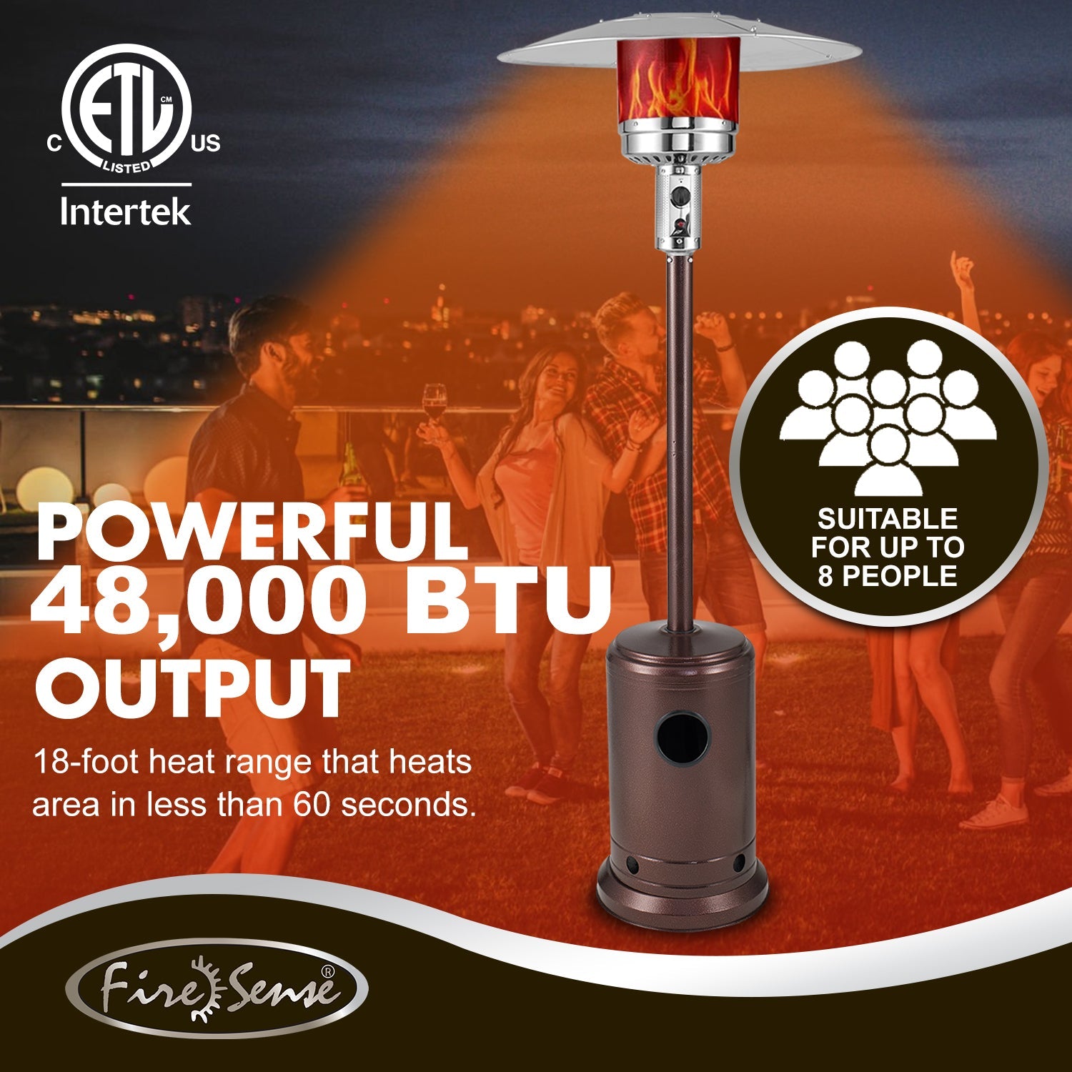 Fire Sense Aged Chestnut Finish Patio Heater | 63008