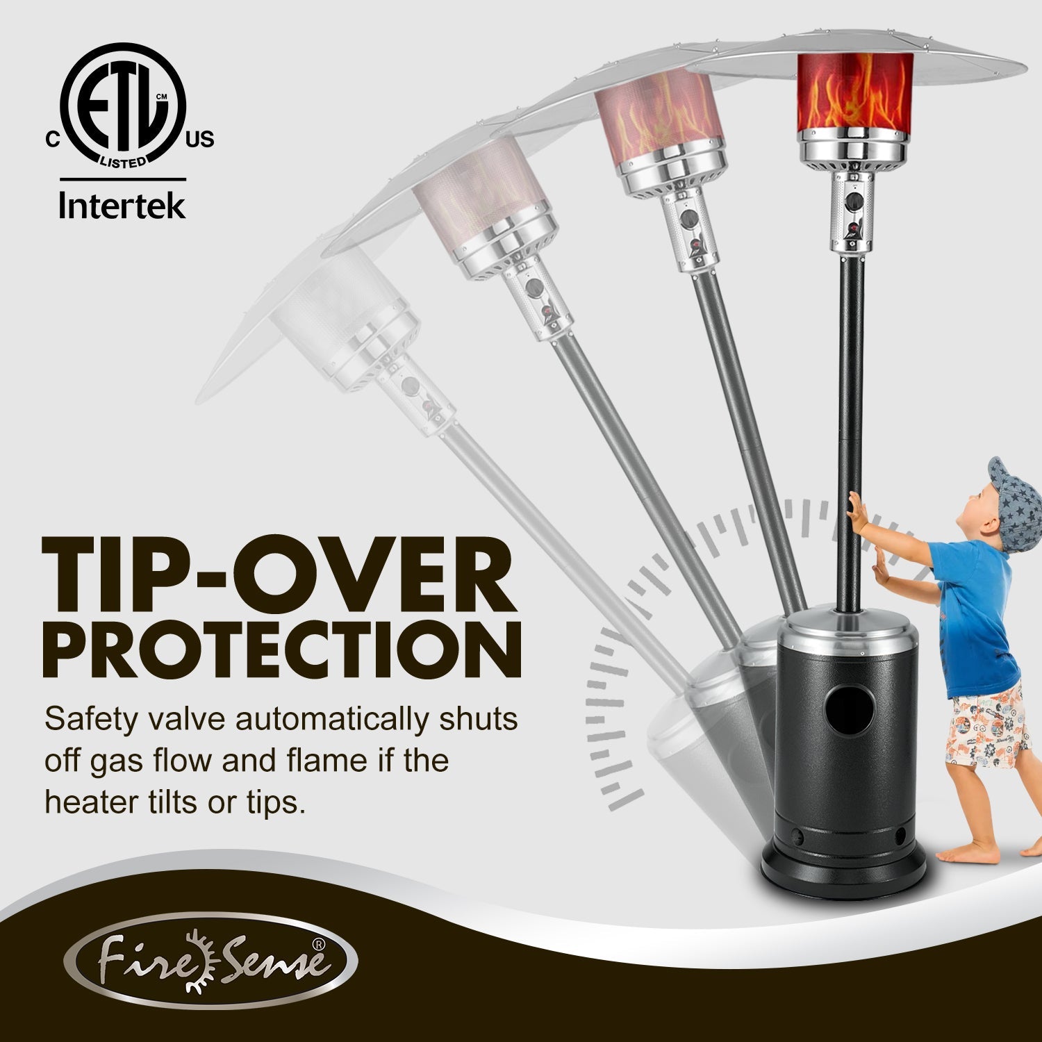 Fire Sense Onyx and Stainless Steel Finish Patio Heater | 63009