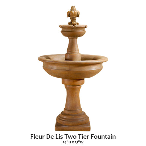 Elegant Fleur De Lis Two-Tier Water Fountain