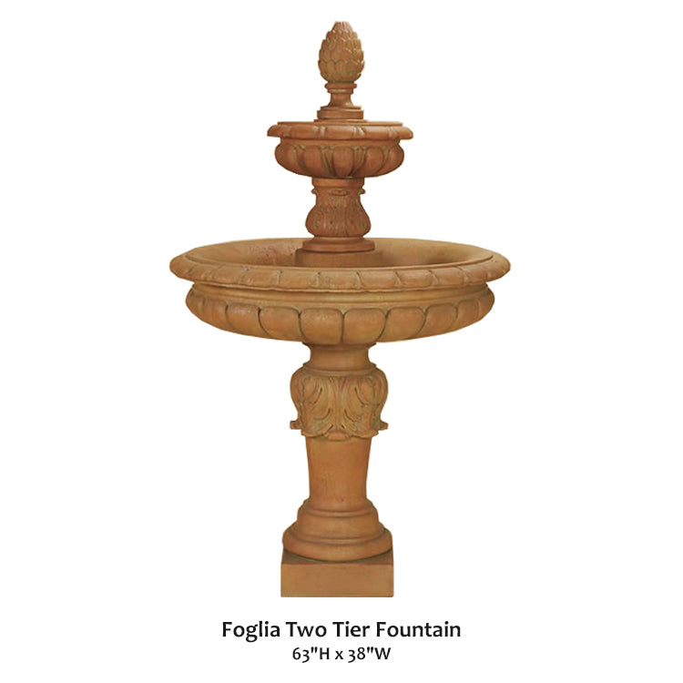 Elegant Foglia Two-Tier Water Fountain