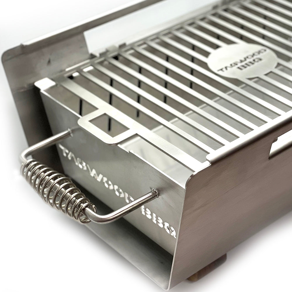 Tagwood BBQ Table Top Warming Brazier | Stainless steel and Acacia wood  | BBQ07SS--