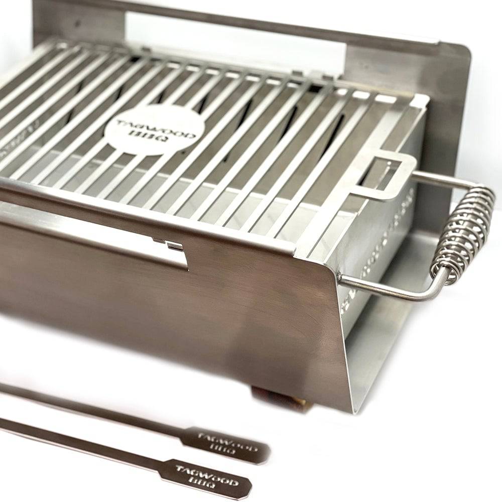 Tagwood BBQ Table Top Warming Brazier | Stainless steel and Acacia wood  | BBQ07SS--