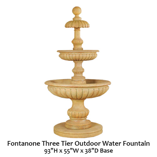 Elegantly Designed Three-Tier Outdoor Water Fountain by Fontanone