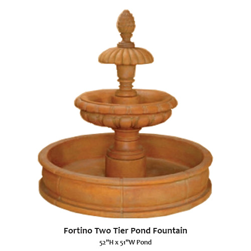 Elegant Fortino Two-Tier Pond Fountain for Serene Outdoor Spaces