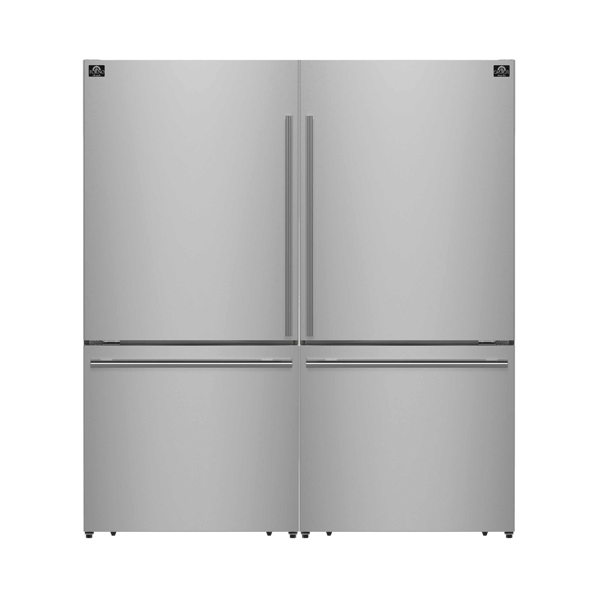 Forno Milano 2-Piece 62-Inch Freestanding Dual Bottom Freezer Refrigerator, Stainless Steel – 34.4 cu.ft, Touch Control, Ice Maker