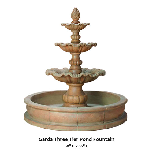Garda Stunning Three-Tier Pond Fountain for Elegant Outdoor Spaces