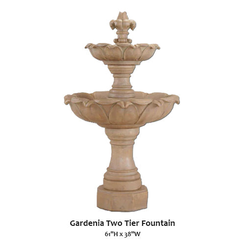 Elegant Gardenia Two-Tier Water Fountain