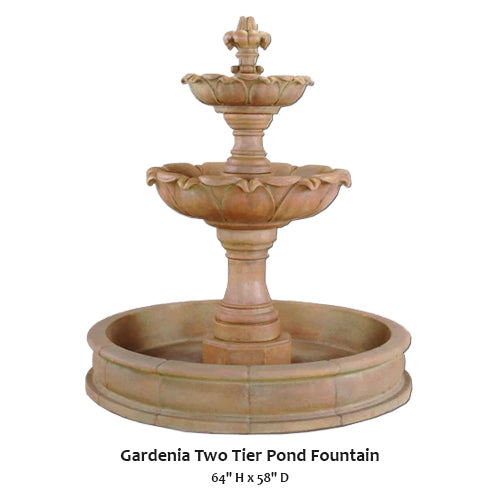 Elegant Gardenia Two-Tiered Pond Fountain for Tranquil Outdoor Spaces