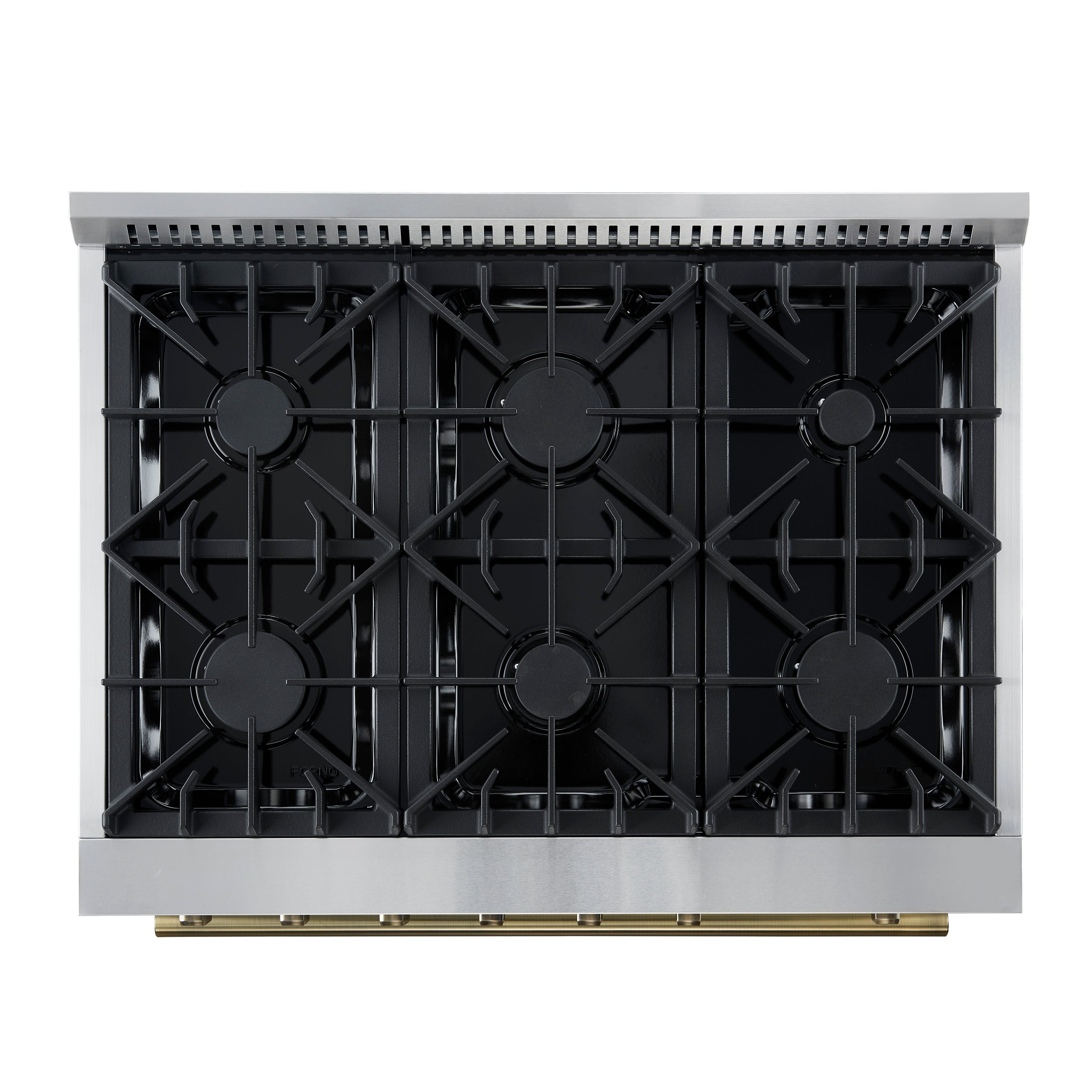 Marco 36-Inch Gas Range White & Antique Brass Design, 6 Burners 67,000 BTU, 5.36 cu.ft. Convection Oven