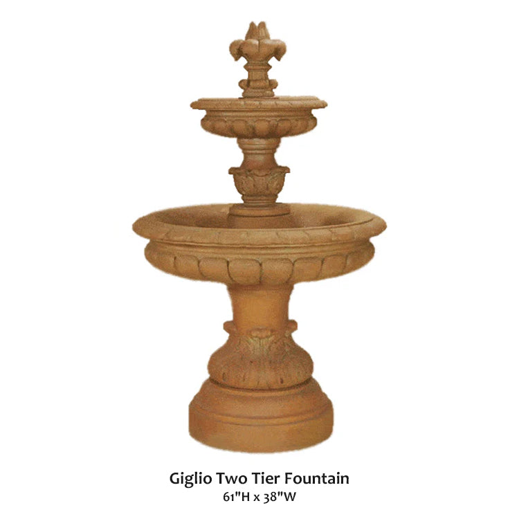 Elegant Giglio Two-Tier Fountain for a Captivating Garden Escape