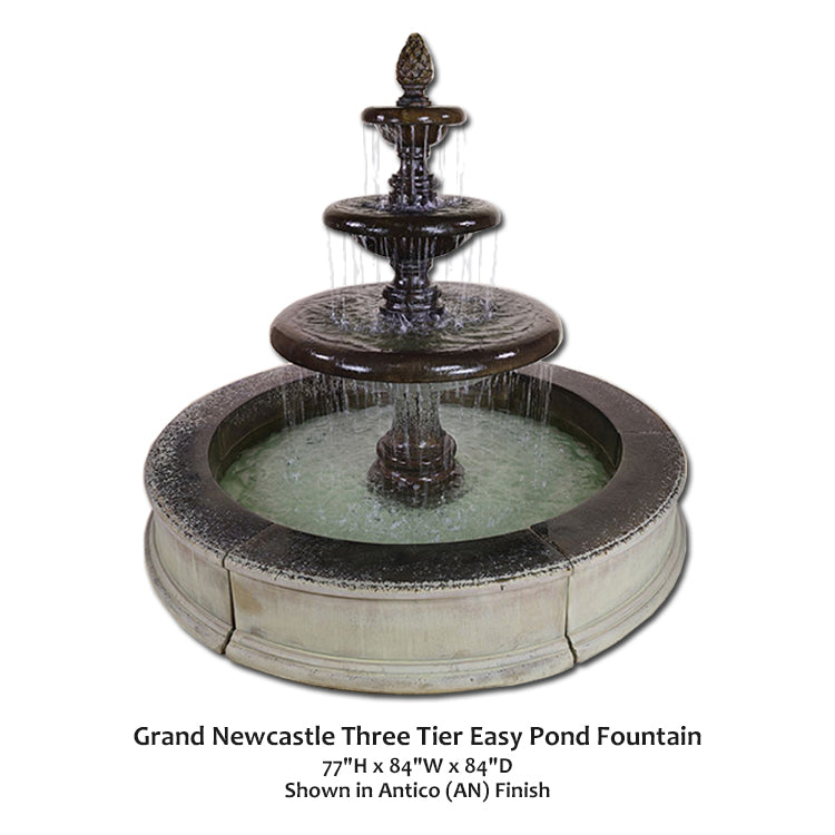 Stunning Grand Newcastle Three-Tier Fountain for Effortless Pond Elegance