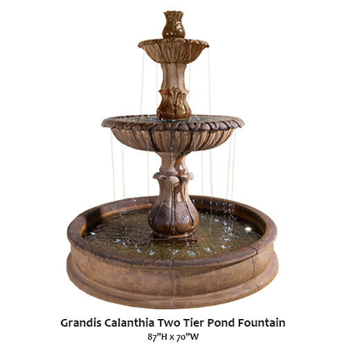 Elegant Grandis Calanthia Two-Tier Pond Fountain for a Tranquil Garden Experience