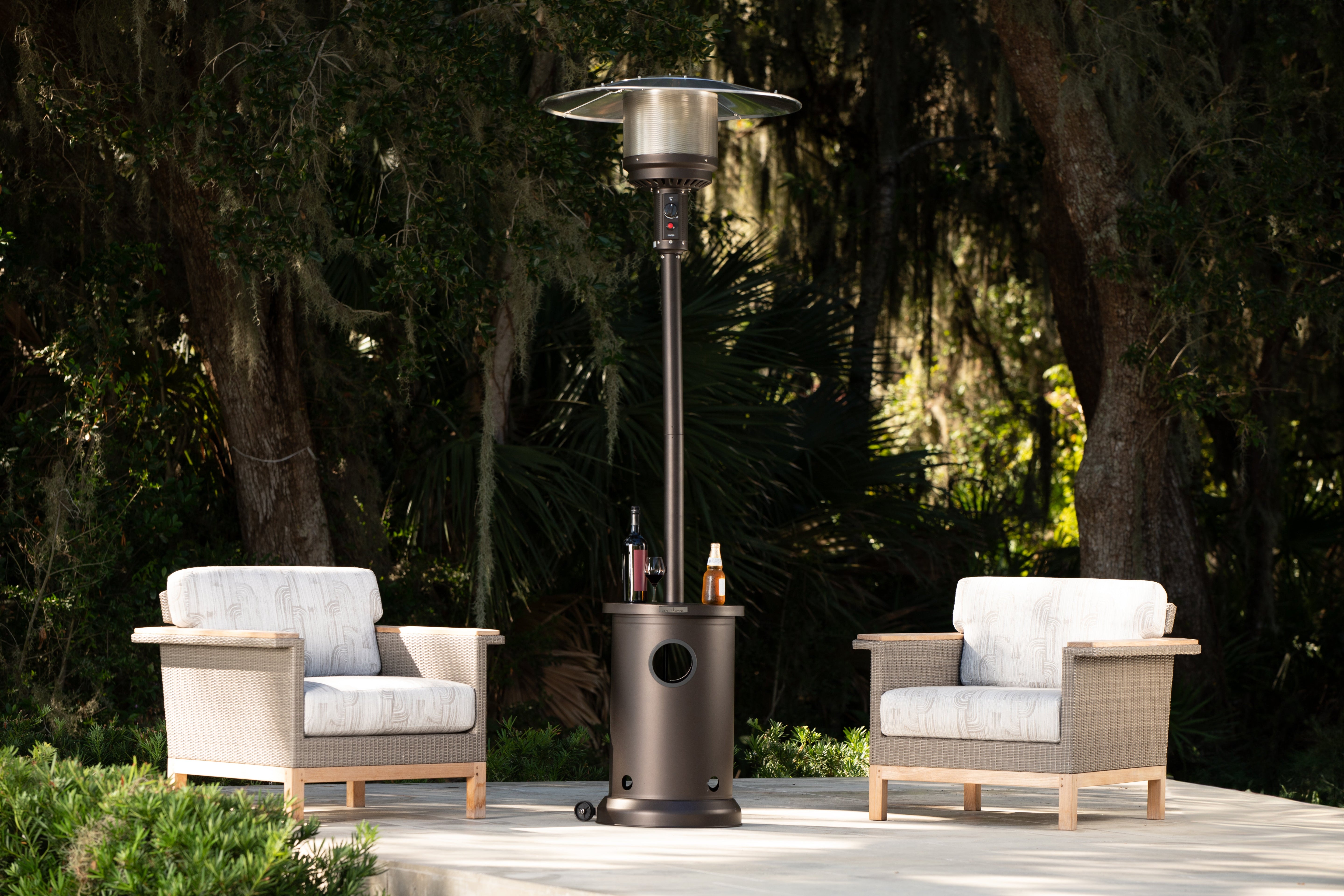 Fire Sense Mocha Finish Patio Heater with Table | 65264