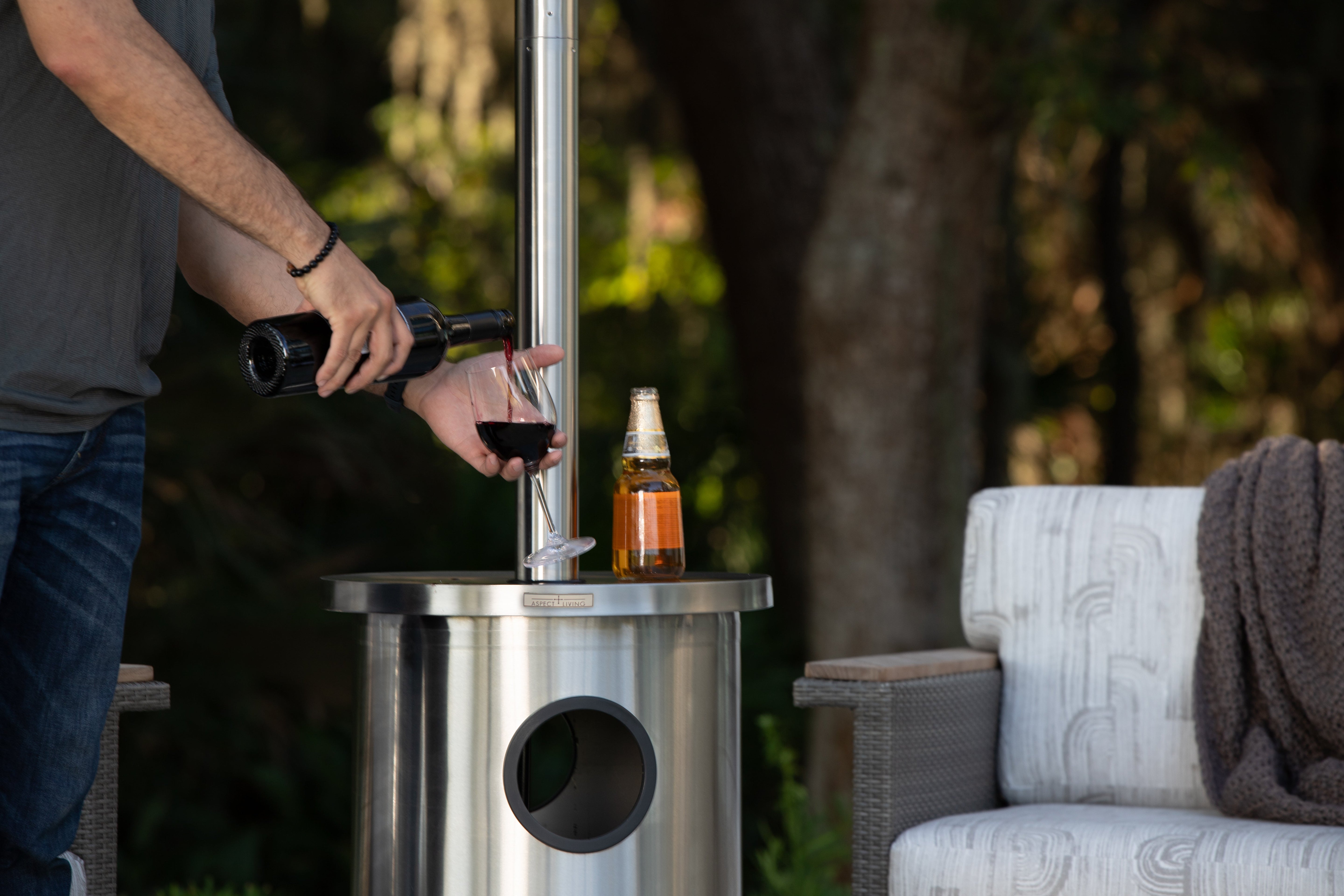 Fire Sense Stainless Steel Patio Heater with Table | 65044