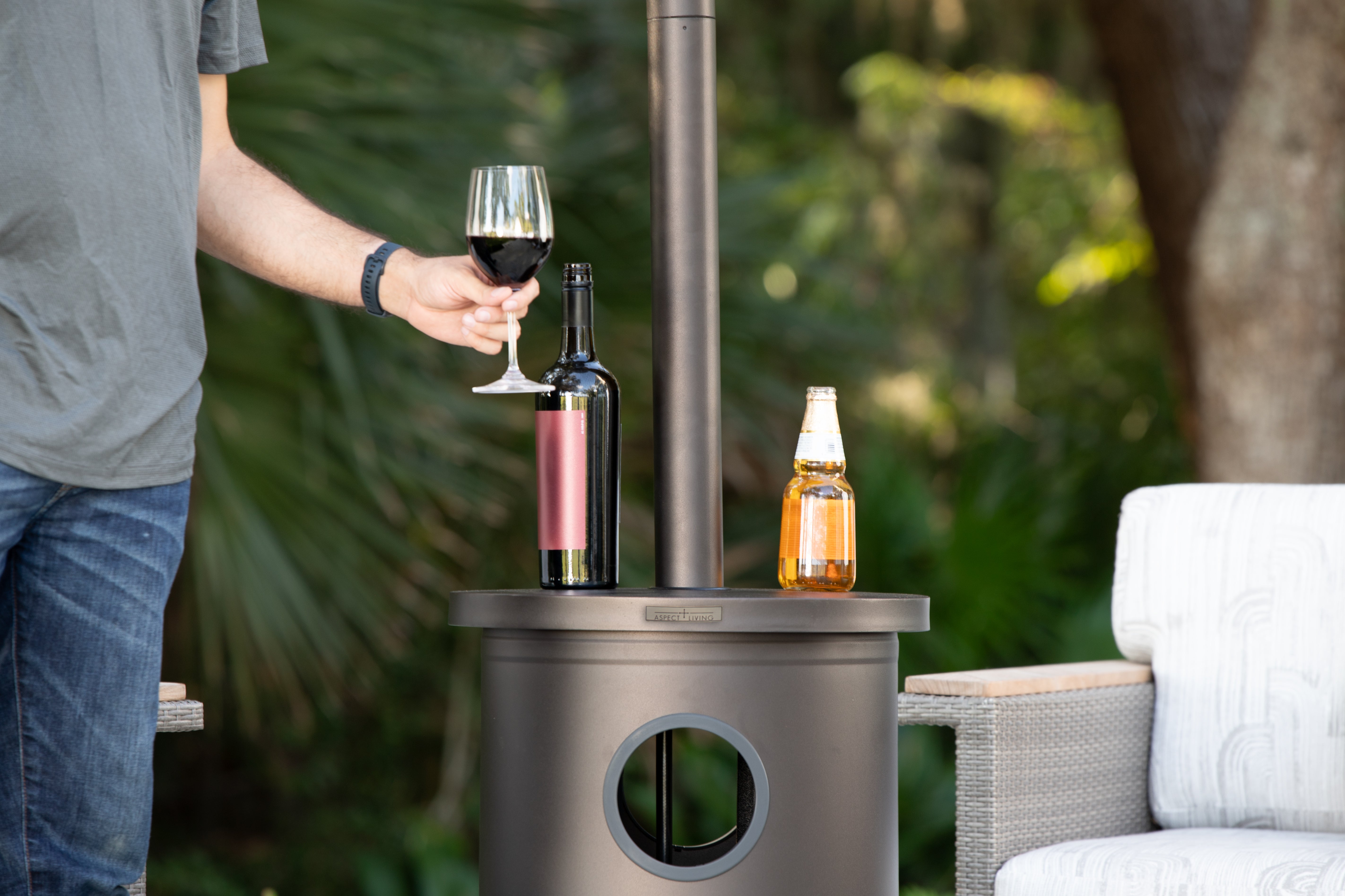 Fire Sense Mocha Finish Patio Heater with Table | 65264