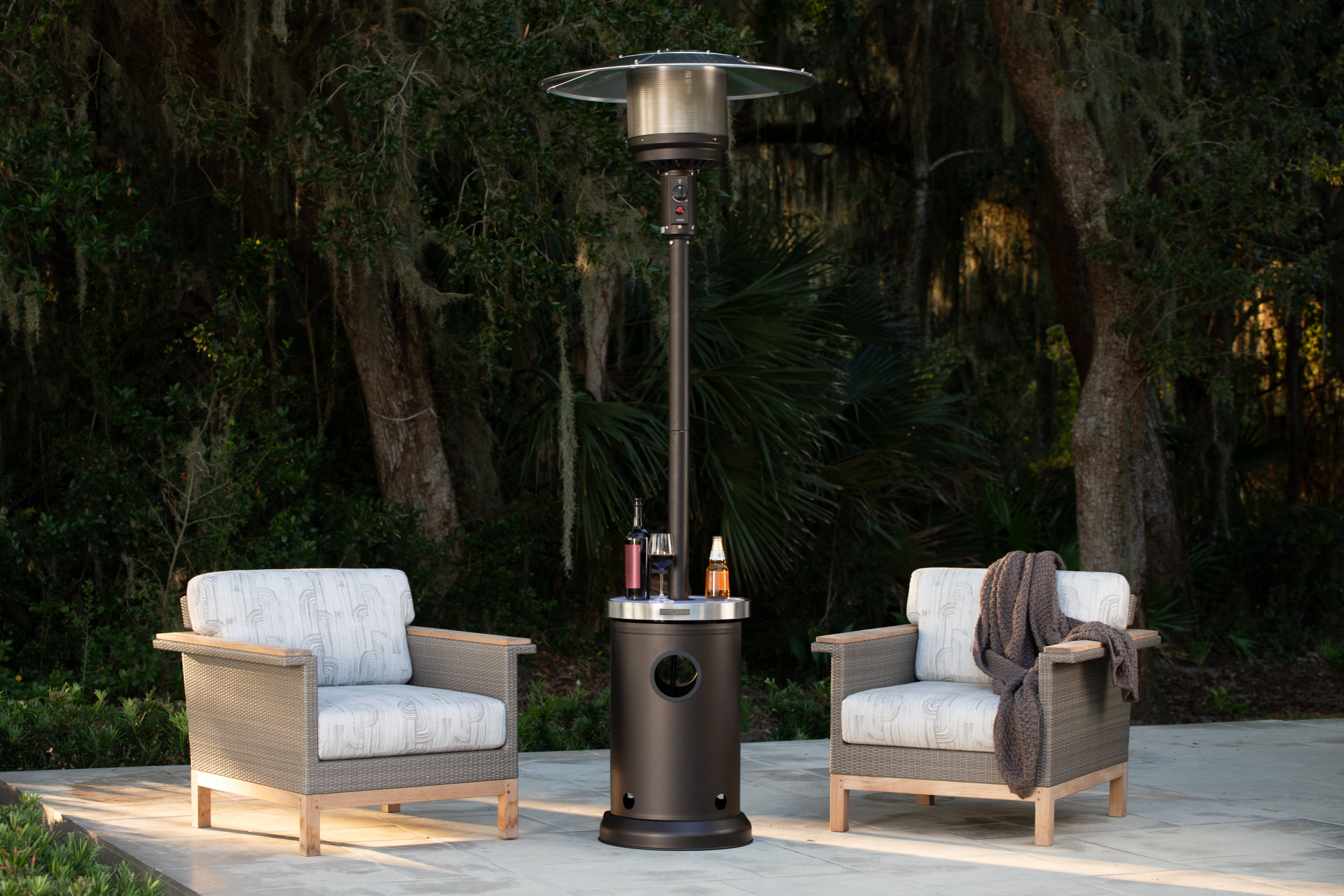 Fire Sense Mocha Finish Patio Heater with LED Table | 65263