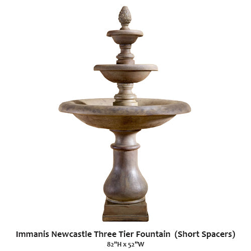 Elegant Immanis Newcastle Three-Tier Fountain with Stylish Short Spacers